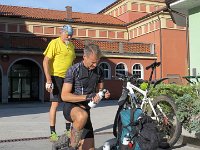 Udo, Manfred und Thomas machen sich startfertig : 05. Tag, 5.Tag, MTB, Tolkan nach Solkan, Transalp, Transalp 2012, Transslovenia 2014